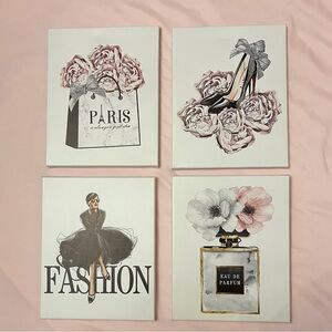 New set of 4 FASHION GLAM wall canvas art prints